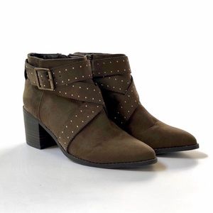 Olive Suede Ankle Booties